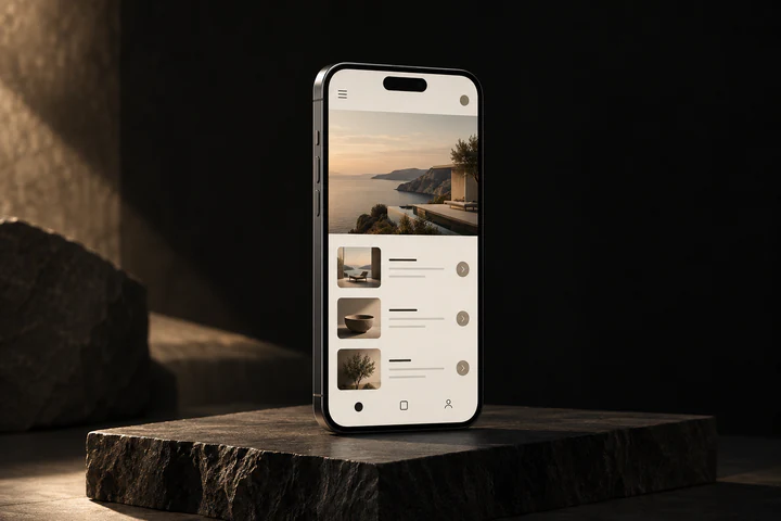 A refined mobile application on a graphite smartphone